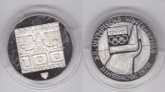 Австрія - 100 Schilling 1976 - XII зимові Олімпійські Ігри, Інсбрук 1976 - срібло в капсулі - UNC