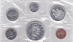 Канада - набор 6 монет 1 5 10 25 50 Cents 1 Dollar 1963 - в запайке - серебро - UNC / aUNC
