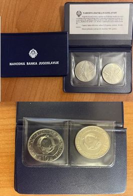 Yugoslavia - set 2 coins x 10 Dinara 1983 - Battle of Neretva and Battle of Sutie - bank booklet - aUNC / UNC