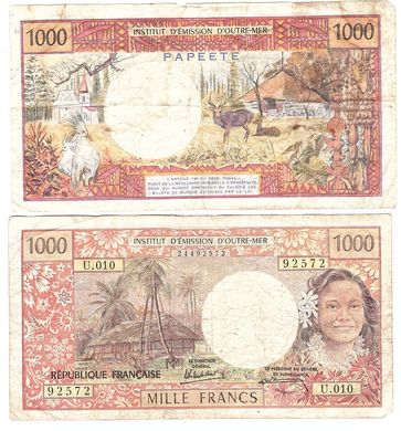 Французька Полінезія / Таїті - 1000 Francs 1985 - Pick 27d - signatures: Billecart and Waitzenegger - F