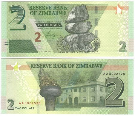 Зимбабве - 2 Dollars 2019 - UNC