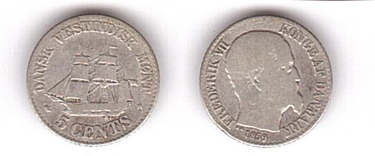 Danish West India - 5 Cents 1859 - F