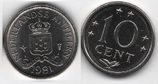 Нидерландские Антилы - 5 шт x 10 Cent 1981 - UNC