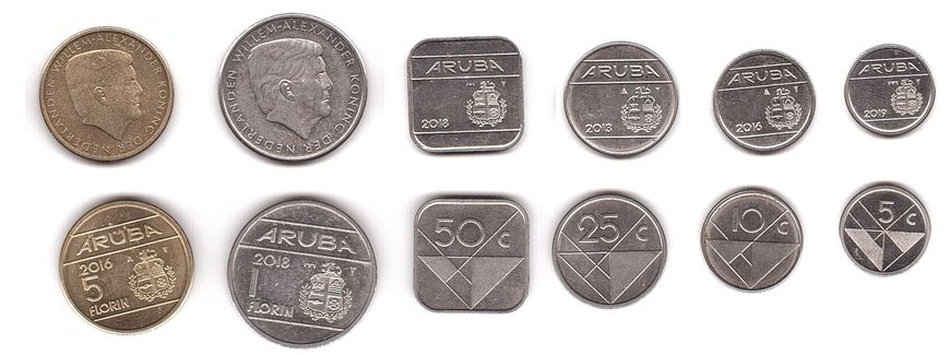 Аруба - набор 6 монет 5 10  25  50 Cents 1 5  Florin - mixed - aUNC / XF
