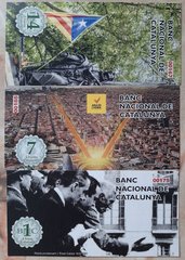 Cataluna Каталония - набор 3 банкноты 1 7 14 Lliures 2019 - Polymer - Fantasy Note - UNC