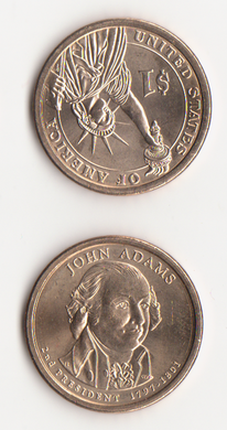 США - 1 Dollar 2007 - D - John Adams / Джон Адамс - 2 -й президент - UNC