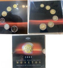 Литва - Mint набор 6 монет 1 20 50 Centu 1 2 5 Litai 2003 - in folder - Proof