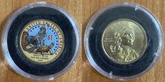 США - 1 Dollar - # 4 - Сакагавея - кольорова - одностороння у капсулі -  aUNC