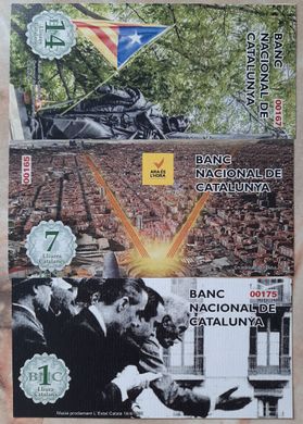 Cataluna - set 3 banknotes 1 7 14 Lliures 2019 - Polymer - Fantasy Note - UNC