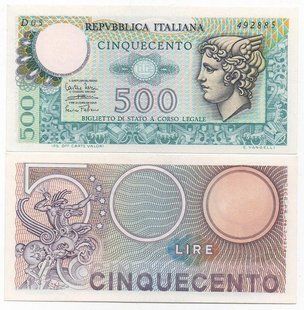 Италия - 500 Lire 1974 - Pick 94 - UNC