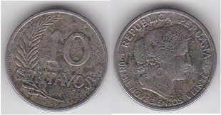Peru - 10 Centavos 1920 - VF