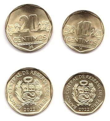 Peru - set 2 coins 10 + 20 Centimos 2022 - UNC