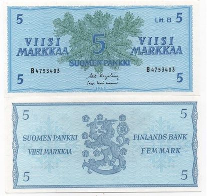 Finland - 5 Markkaa 1963 - P. 106A - UNC