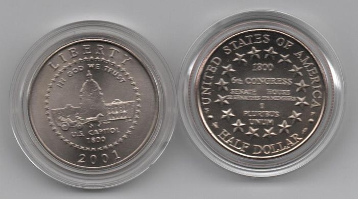 США - 1/2 Dollar 2001 - Капитолій / Capitol - в капсулі - UNC