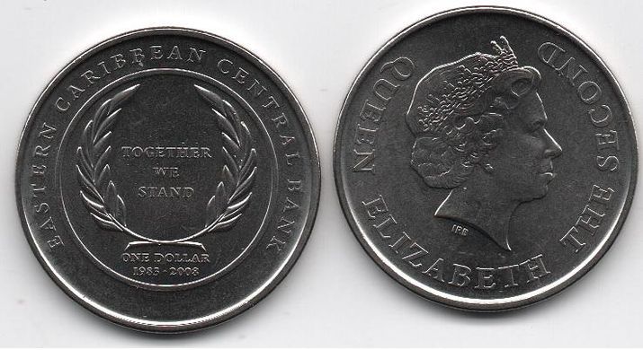 Кариби - 1 Dollar 2008 - 25 років Центробанку - UNC