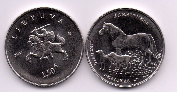 Литва - 5 шт х 1,5 Euro 2017 - Жемайтская лошадь - UNC
