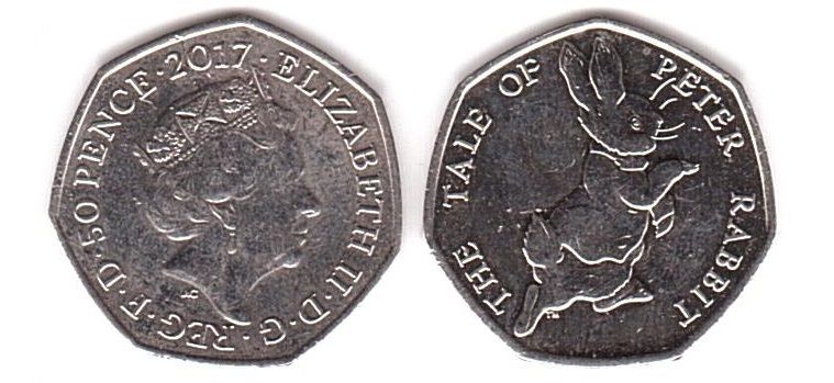 Великобританія / Англія - ​​50 Pence 2017 - Кролик Пітер - UNC
