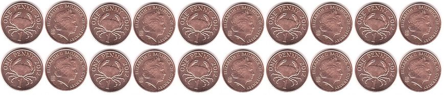 Гернси - 10 шт х 1 Penny 2012 - UNC