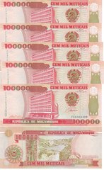 Мозамбік - 5 шт X 100000 Meticais 1993 - P. 139 - UNC