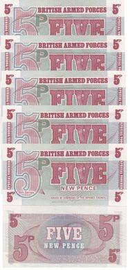 British Armed Forces - 5 pcs x 5 N. Pence 1972 - 6th. S. M47 - UNC