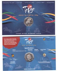 Гибралтар - 50 Pence 2021 - Конный спорт - Олимпиада в Токио 2020 - in folder - UNC