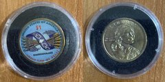 USA - 1 Dollar - # 5 - Sacagawea - colored - one-sided in capsule -  aUNC