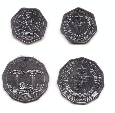 Madagascar - set 2 coins 10 + 50 Ariary 2016 - UNC