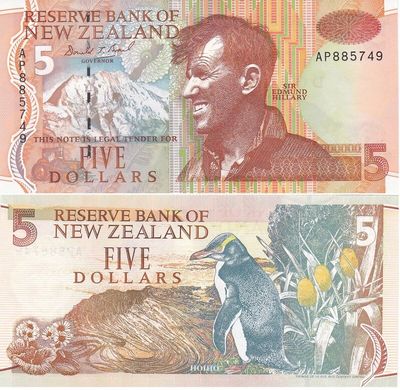 Новая Зеландия - 5 Dollars 1992 - Pick 177 - UNC