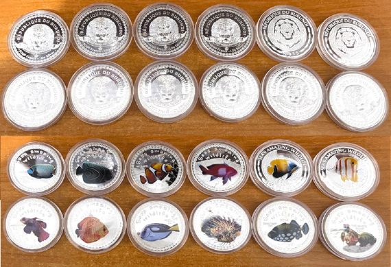 Burundi - set 12 coins x 5000 Francs 2014 - Fish - in capsules - UNC