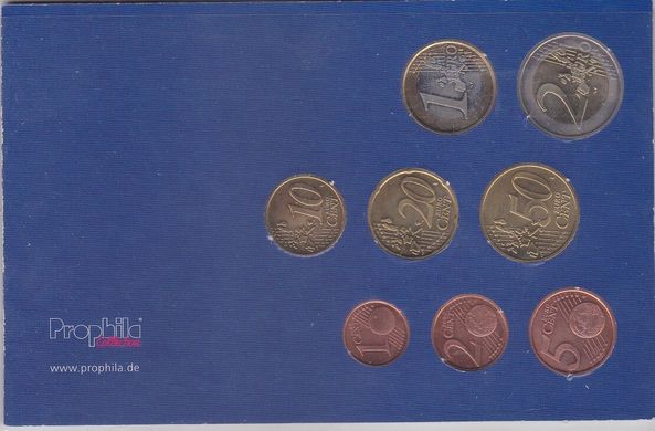 Ireland - set 8 coins 1 2 5 10 20 50 Cent 1 2 Euro 2003 - 2004 - in blue booklet - UNC