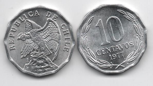 Чилі - 5 шт х 10 Centavos 1977 - UNC