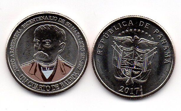 Panama - 1/4 Balboa 2017 - Bicentenary Dr. Justo Arose - UNC